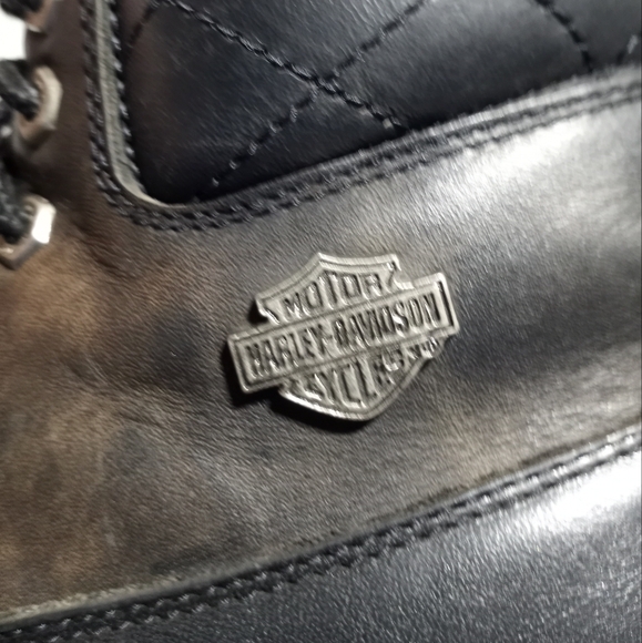 Harley-Davidson Woman's Black Leather Platform Heeled Boots Size 6.5 - Picture 7 of 11